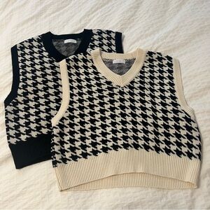 OAK + FORT Oversized Herringbone Sweater Vests - Lot of 2